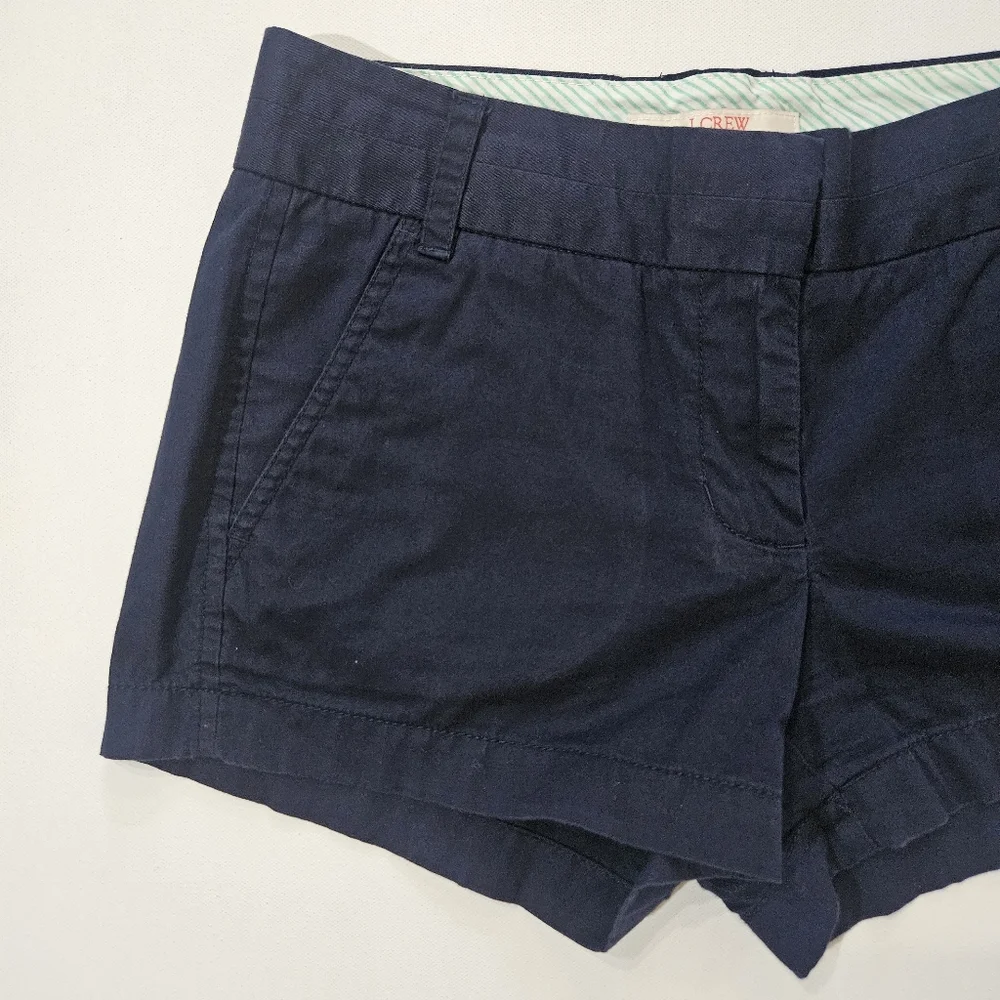 J. Crew Chino Shorts Womens 4‎ Navy Blue Broken In Fit Low Rise Summer Coastal